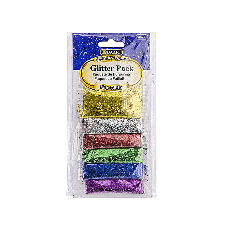 BAZIC 0.07 Oz (2g) 6 Primary Colour Glitter Pack