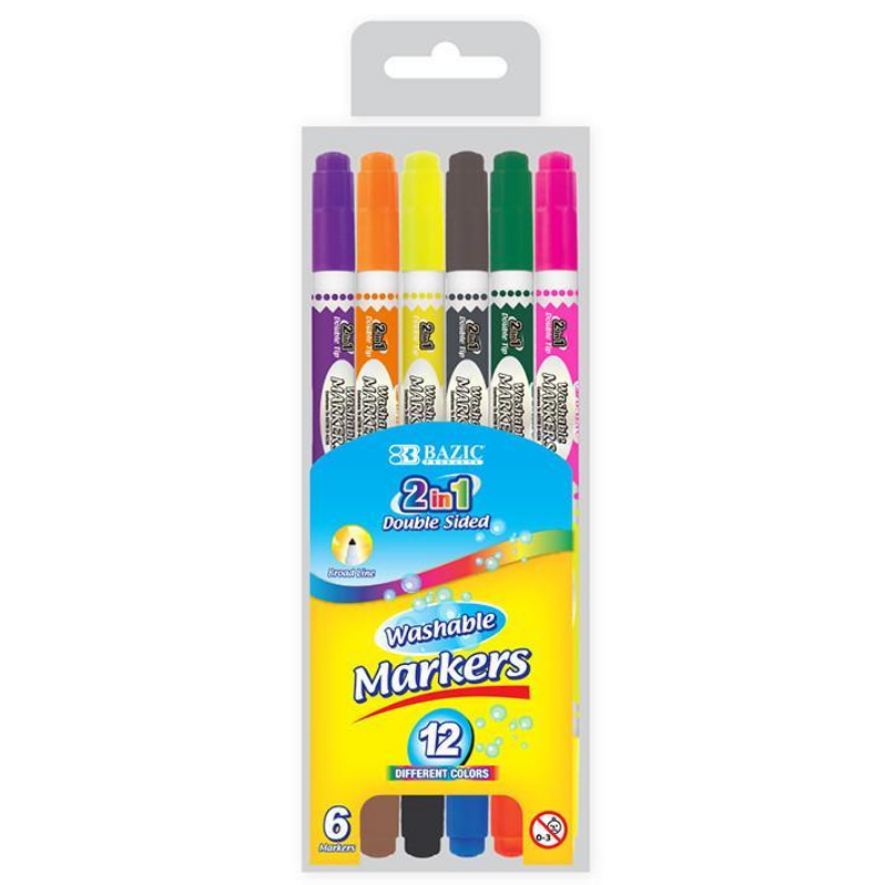 BAZIC 6 Double-Tip Washable Markers