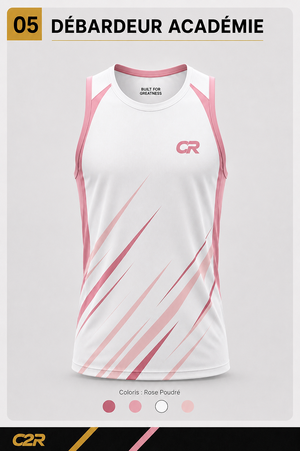 Miniature : Débardeur Académie C2R blanc et rose pour clubs sportifs