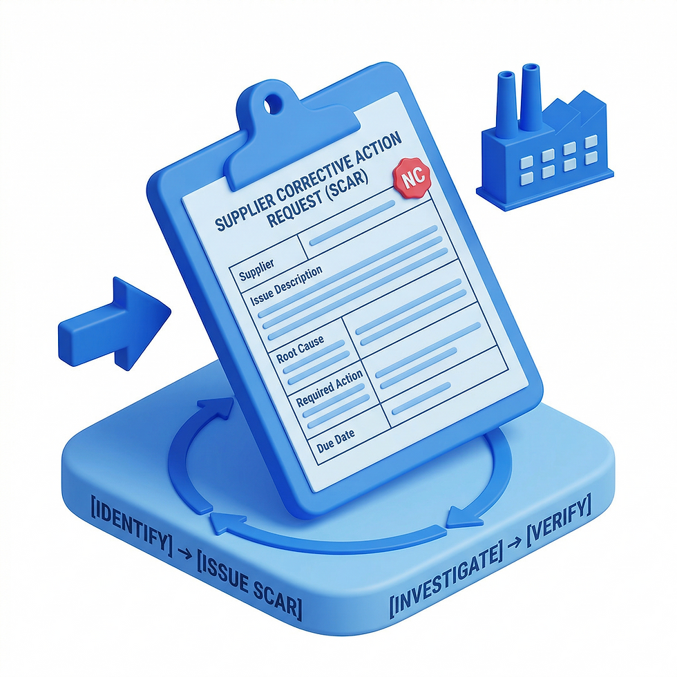 SCAR Form - Excel template for issuing Supplier Corrective Action Requests