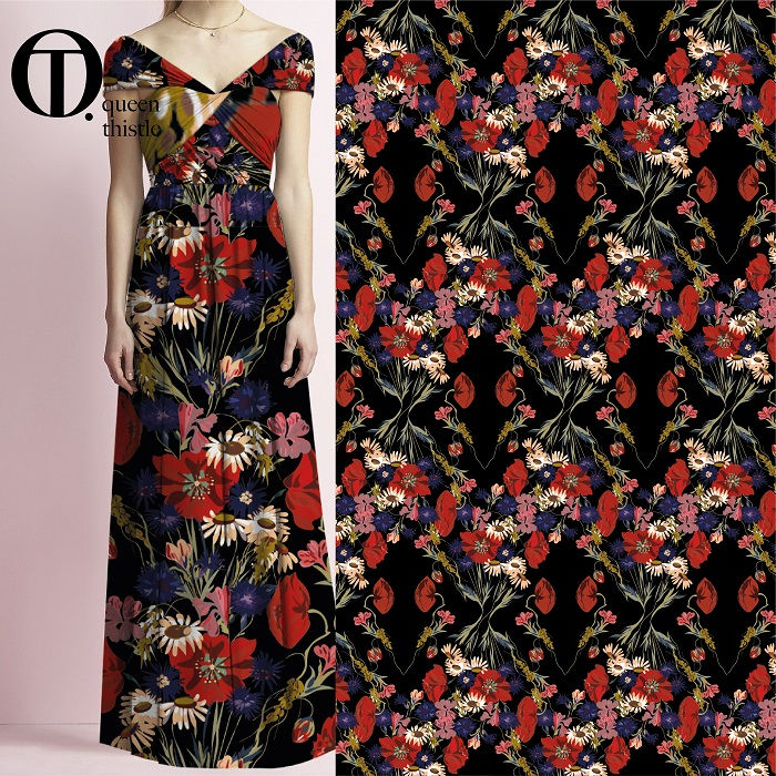 Bouquet of wildflowers no.02001_02002 Digital pattern.