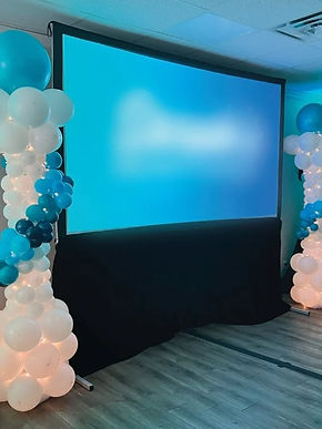 White and blue light-up organic balloon columns