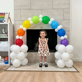 Rainbow mini balloon arch