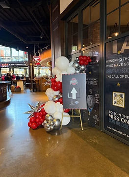 Red, white and silver balloon easel wrap