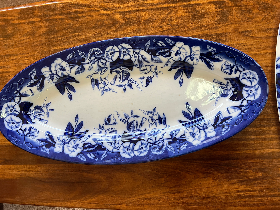 Thumbnail: Fish Platter w/insert "Volubilis" Morning Glory circa 1850 Viellard France
