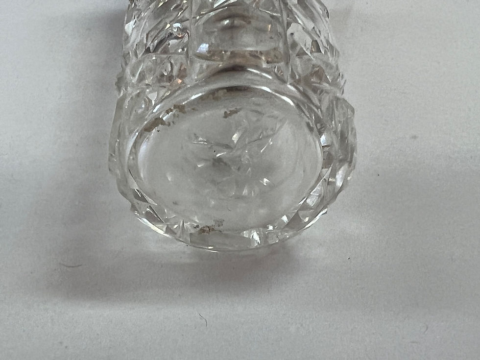 Thumbnail: Mid 1800's Cut Glass Scent Bottle w/ Sterling Top