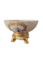 Lg Antique Victorian JP &L Poyat Limoges Hand Painted Porcelain Punch Bowl