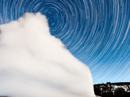 The Making of Star Trails over Old Faithful