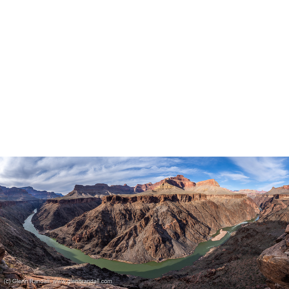 The Colorado River flows through Granite Gorge beneath the Tower of Set, Grand Canyon National Park, Arizona