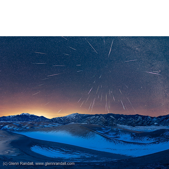 Geminid Meteor Shower over Great Sand Dunes National Park