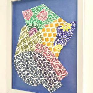 Painted watercolor patterns on paper.