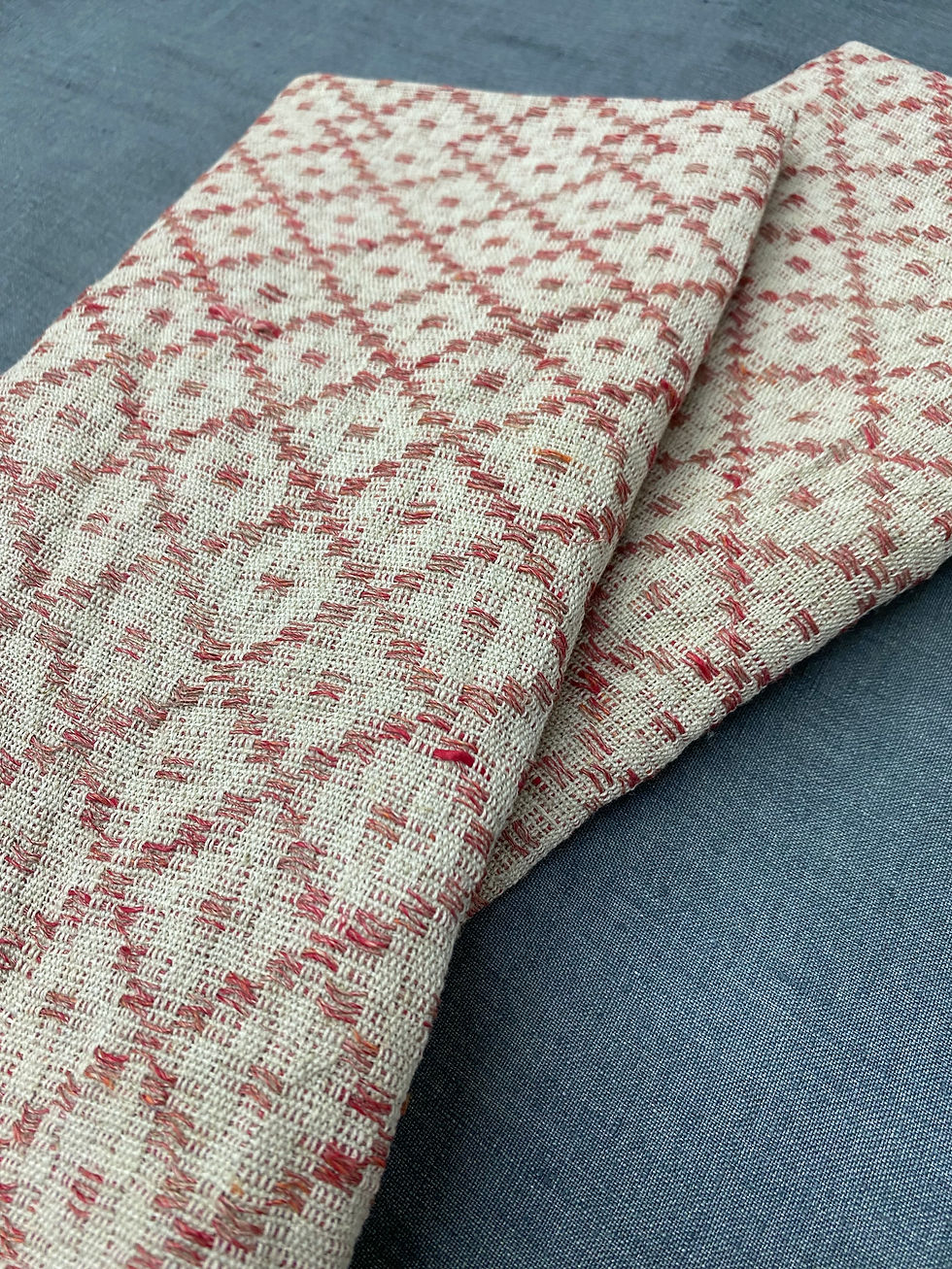 Thumbnail: Heirloom Linen Check Tea Towel or Table Center Piece