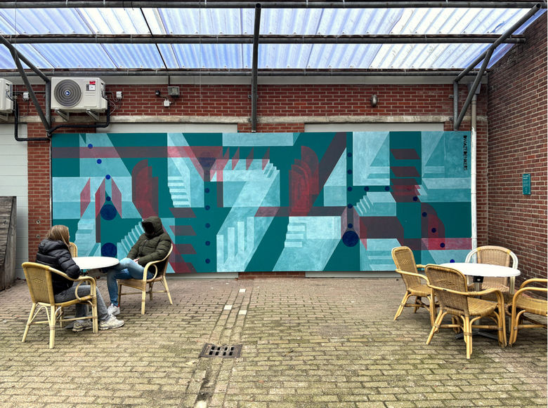 Grafische muurschildering voor WerkRaat en Stadsmuseum Doetinchem