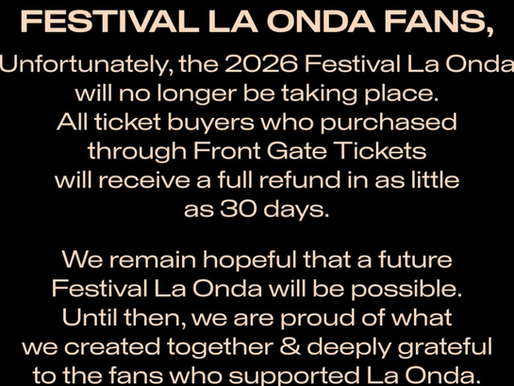 La Onda Festival Announces Cancellation