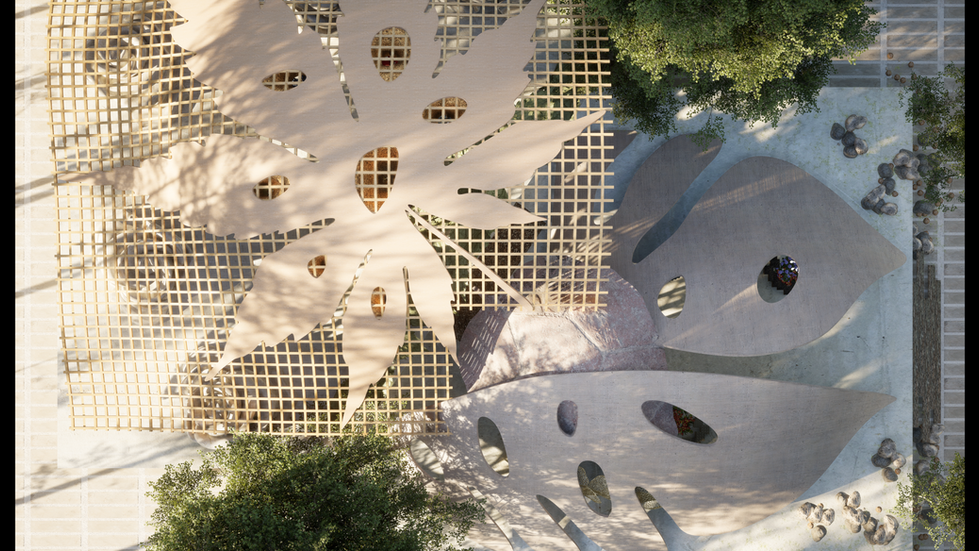 Aerial View of the Building inspired from the Leaves 