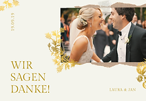 Beige-goldene Hochzeit-Dankeskarte mit F