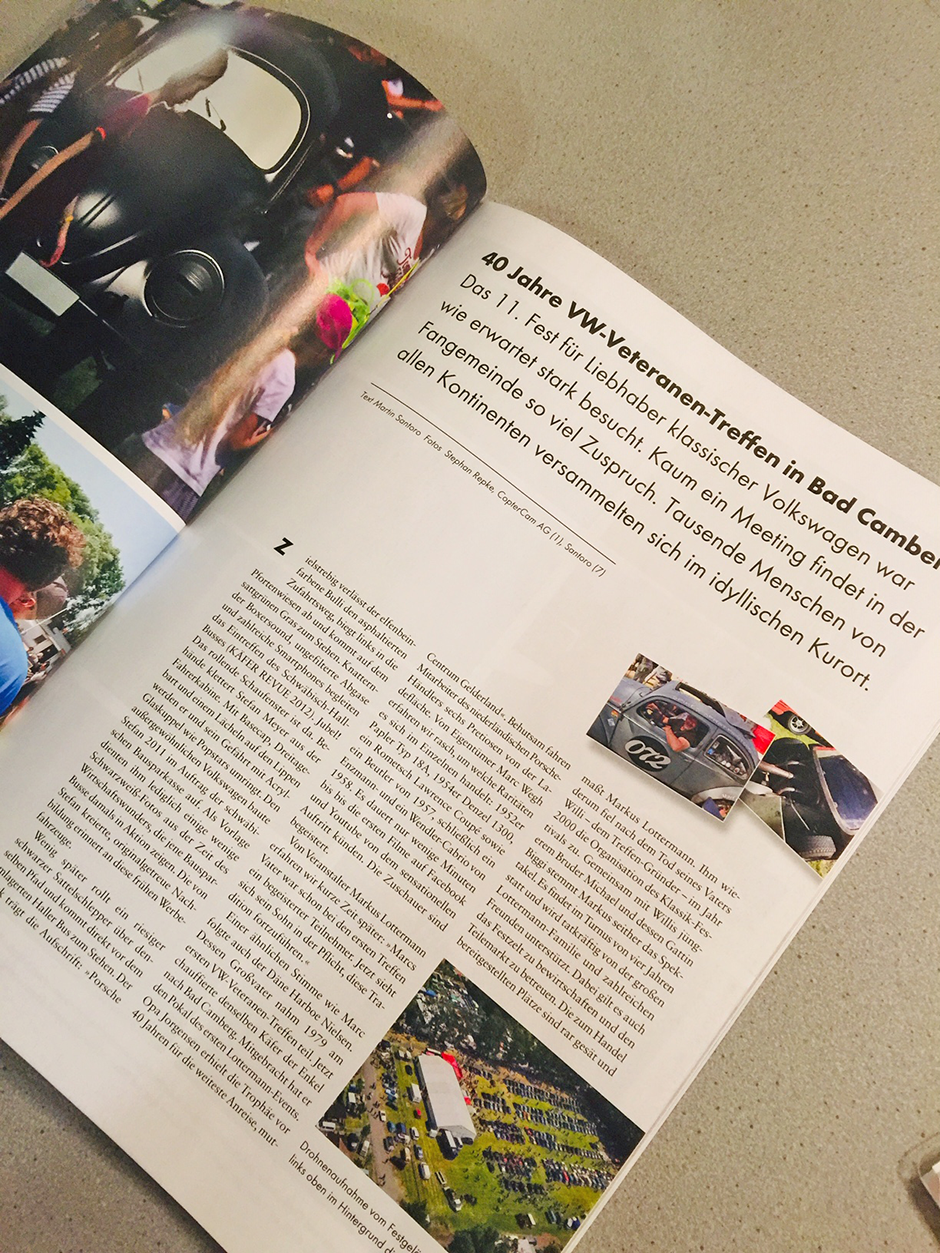 Artikel in der VW Classic mit einem exklusiven Bericht. 40 Jahre VW-Veteranentreffen in Bad Camberg.