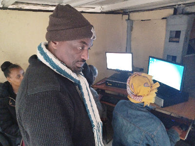 Man using computer in office
