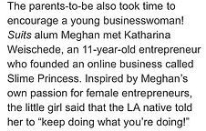An excerpt from a news article about Slime Princess, Katharina Weischede and Meghan Markle