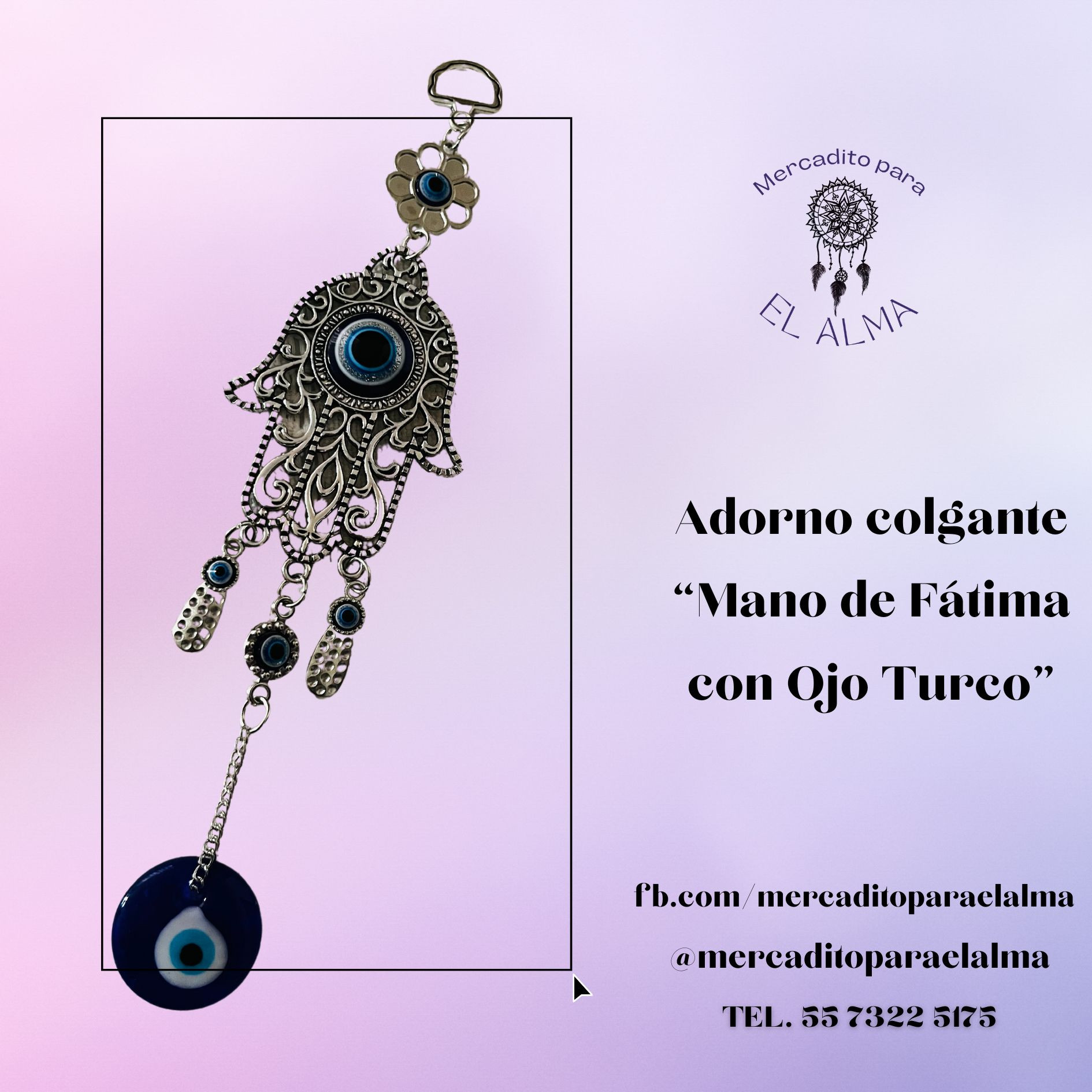 Adorno colgante "Mano de Fátima con Ojo Turco"