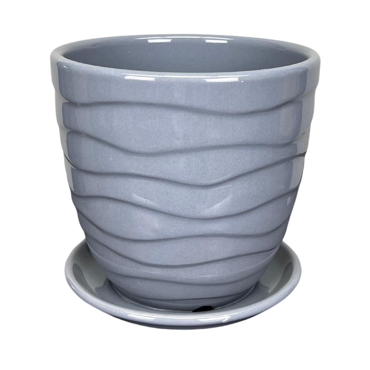 WAVE CERAMIC POT 6" GREY
