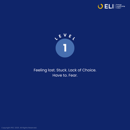 Energy Leadership Index Level 1: Feeling Lost. Stuck. Lack of Choice. Have to. Fear.