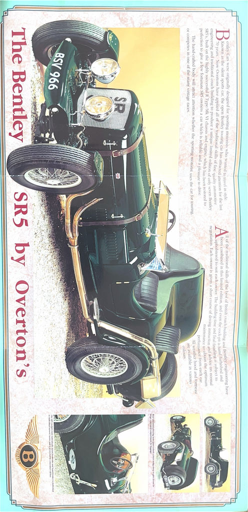 scanned brochure page with vertical photo of green Bentley SR5