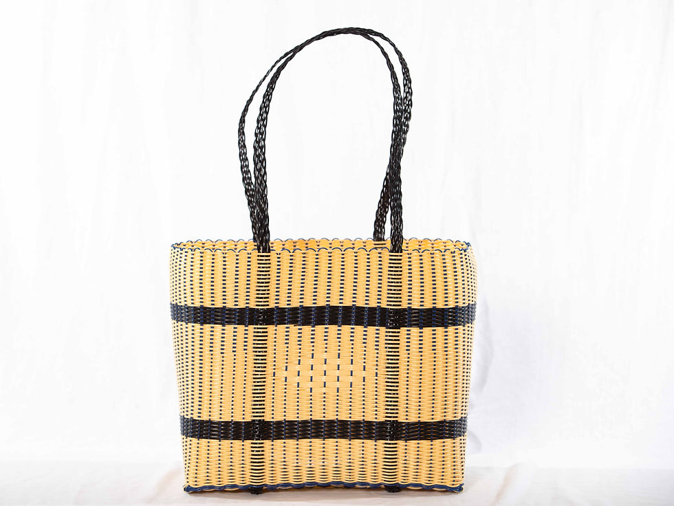 Beige Mexican Woven Tote Bag