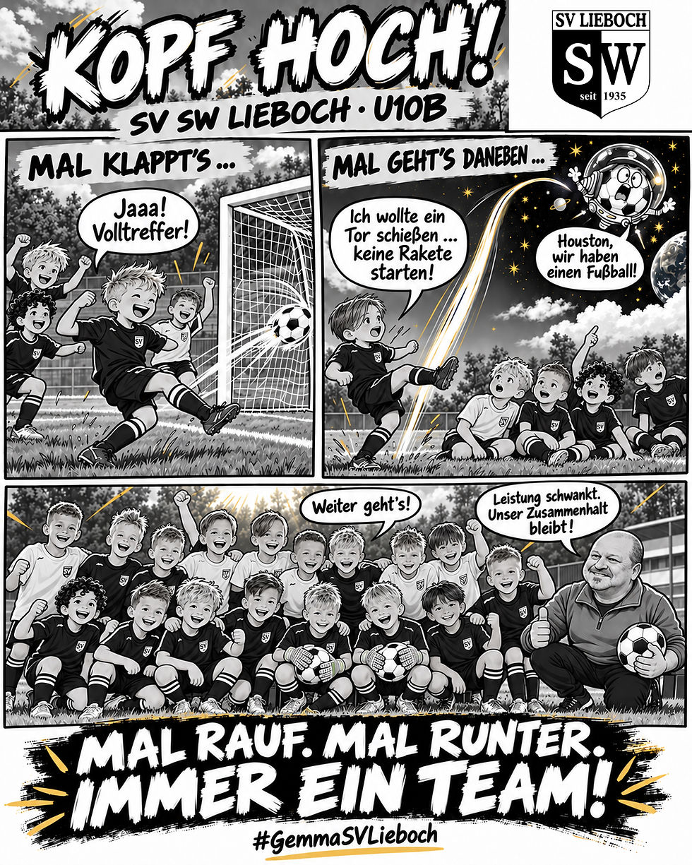 Ein bisschen wie im Comic geht es unserer U10B im Moment... ⚽️🖤🤍