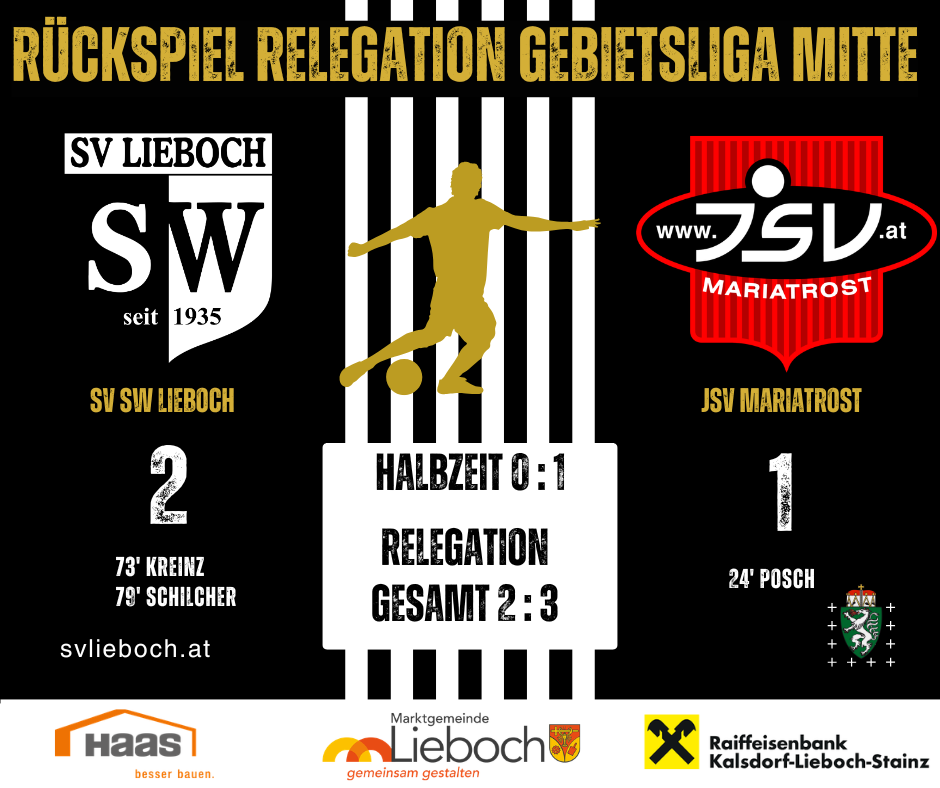 Trotz Heimsieg - SV SW Lieboch verpasst Klassenerhalt