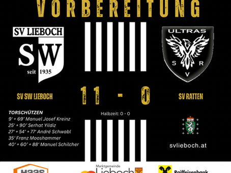 11:0 Sieg im dritten Vorbereitungsspiel gegen 1. Klasse Süd-Ost Klub SV Ratten