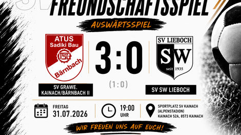 ENDERGEBNIS VORBEREITUNGSSPIEL gegen ATUS BÄRNBACH II