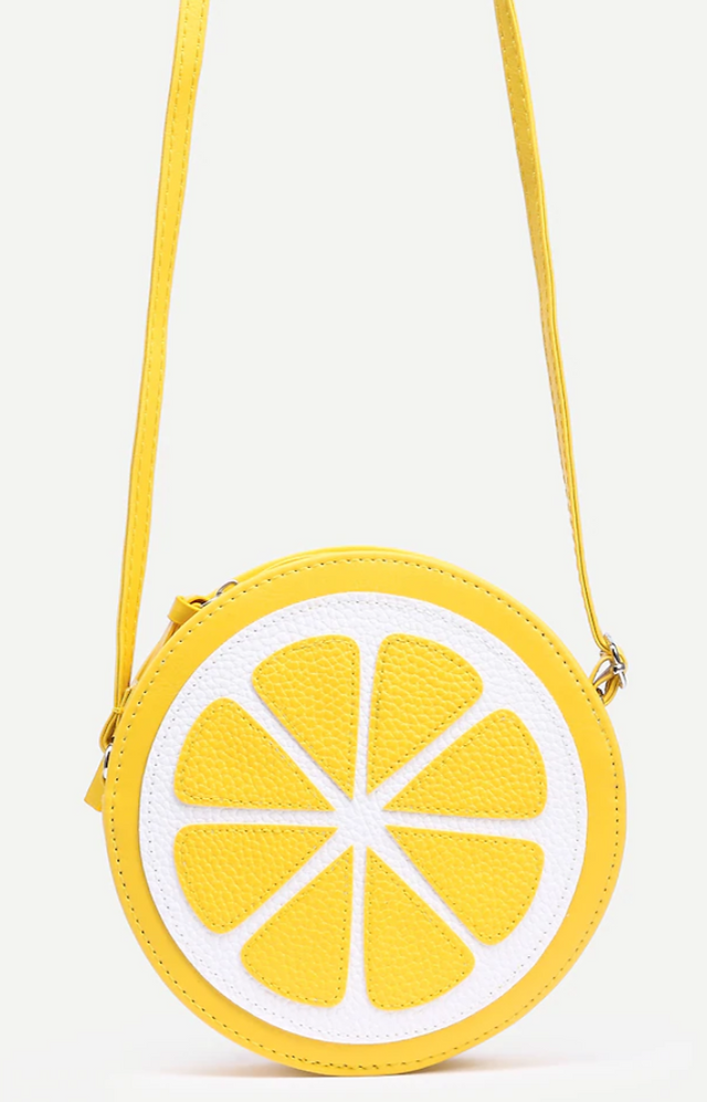 Perfect summer Hand bag, Yellow an white . lemon . orange