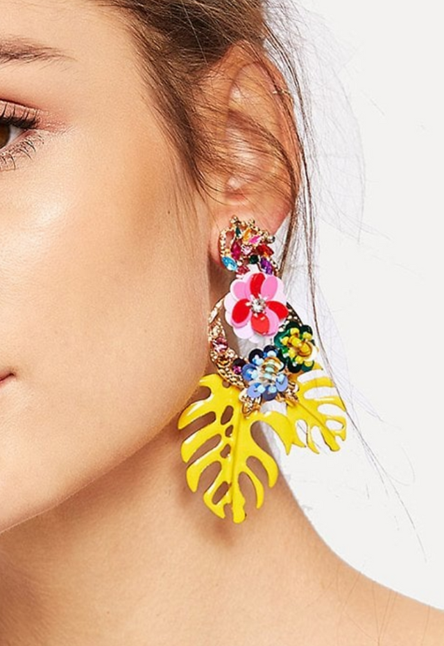 Complete the look with some bold earring. Colorful Tropical style woman jewelry.