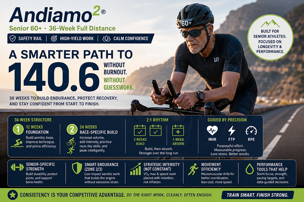 The Senior Triathlete’s Advantage: Why a Smarter 36-Week Ironman Build Beats “Hero Training” at 60+