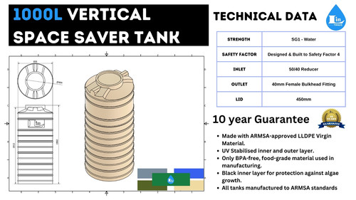 1000L Space-Saver Water Tank | TankZone