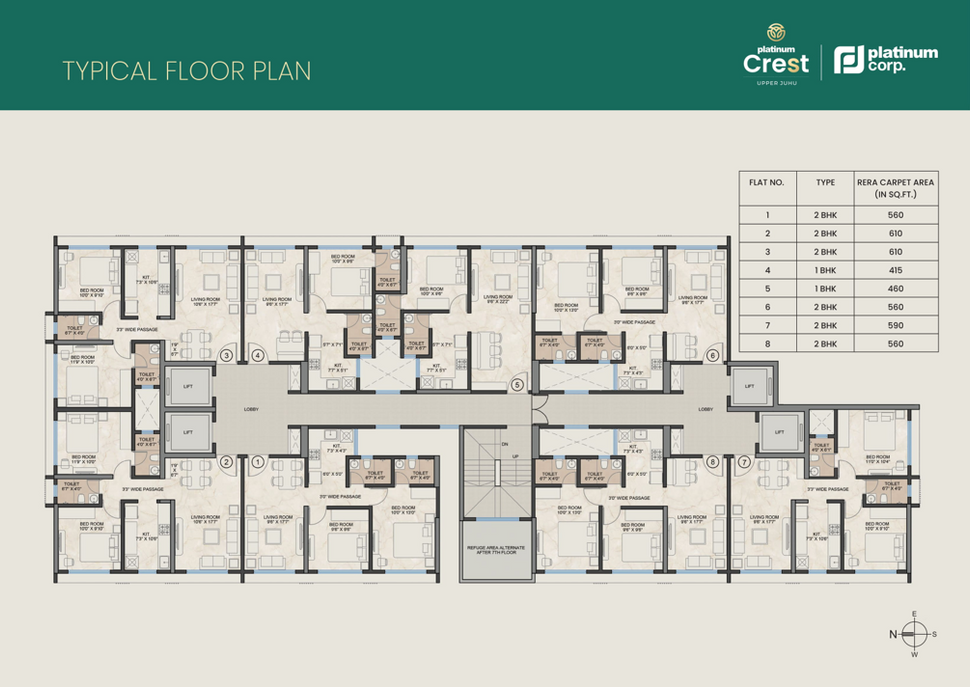 FLOOR PLANS PLATINUM CREST ANDHERI WEST, PLATINUM CREST DN  NAGAR, PLATINUM CREST UPPER JUHU, 1 BHK, 2 BHK, FLATS FOR SALE, IN ANDHERI WEST