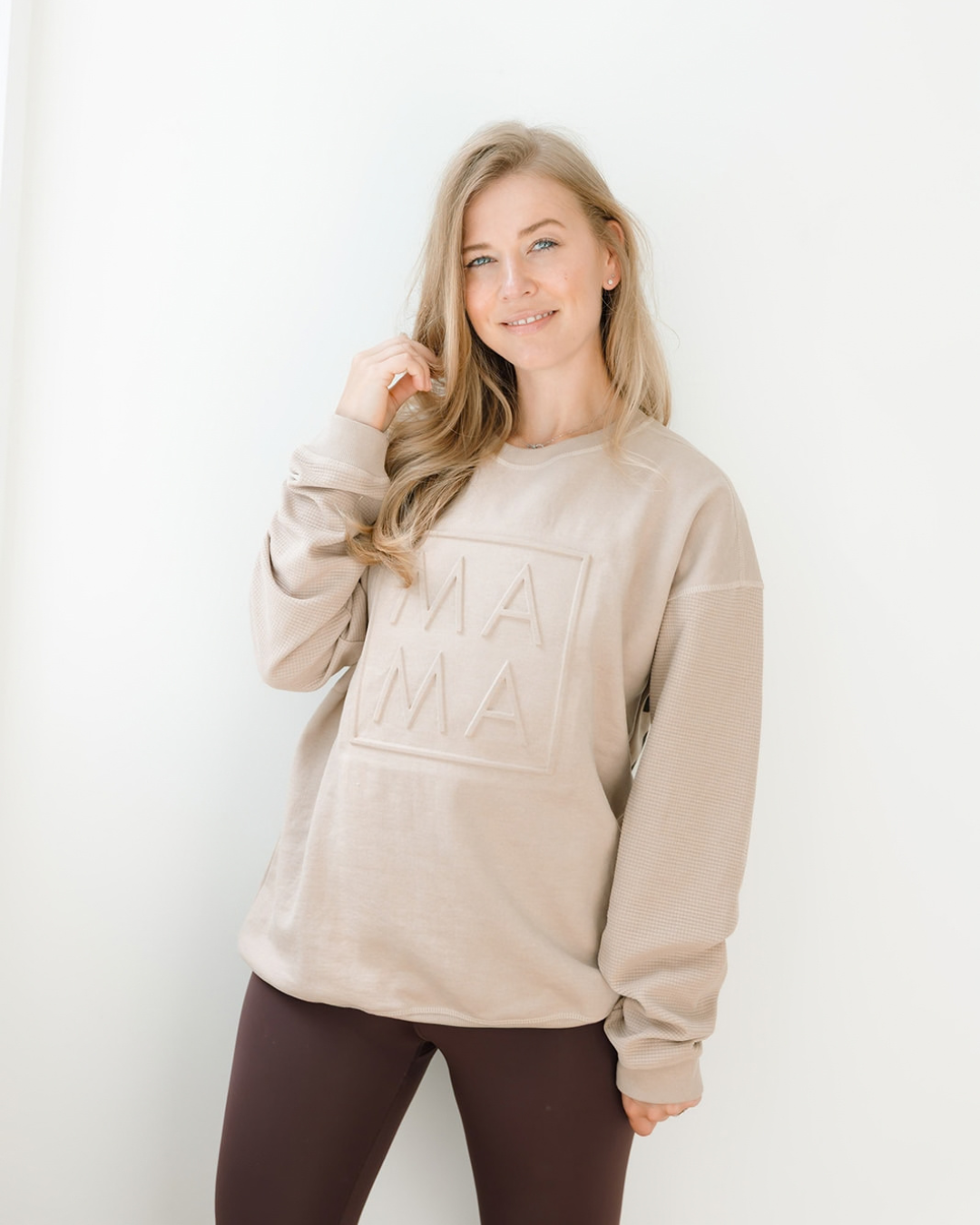 Cool Moms Club Waffle Sleeve Sweatshirt