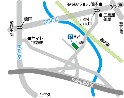 山口獣医科医院のイラストマップ