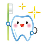 歯ブラシを持った歯のイラスト