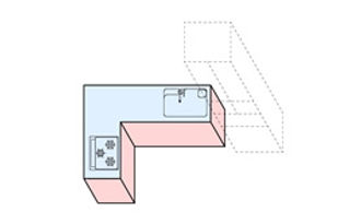 キッチンL型配置イラスト