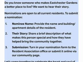 Introducing the Eastchester Gardens Resident of the Month Program