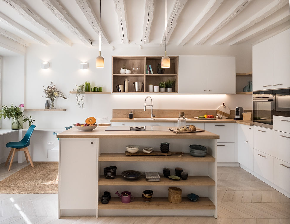 Rénovation partielle d'une maison à Clairefontaine (Yvelines). Création d'une cuisine sur-mesure