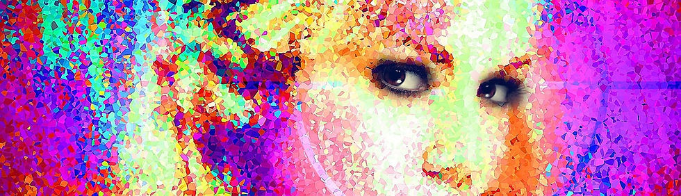 Ilustración de colores de una mujer de semiperfil mirando a cámara.