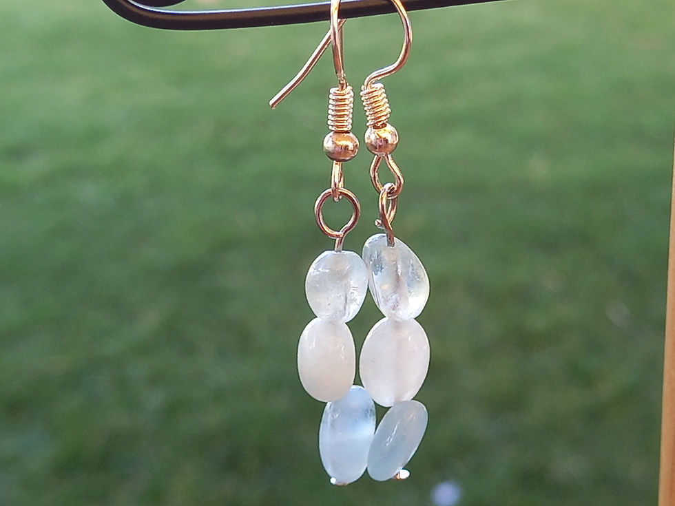 Aquamarine Crystal Steel Earrings