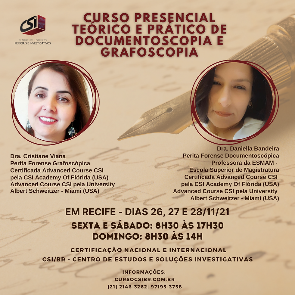 Curso Presencial de Documentoscopia e Grafoscopia Recife