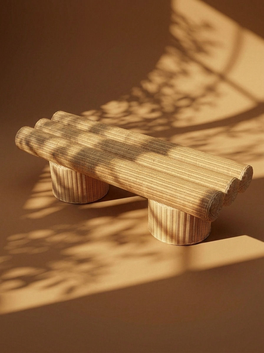 LUVIA RATTAN BENCH - Bespoke furniture - High angle view