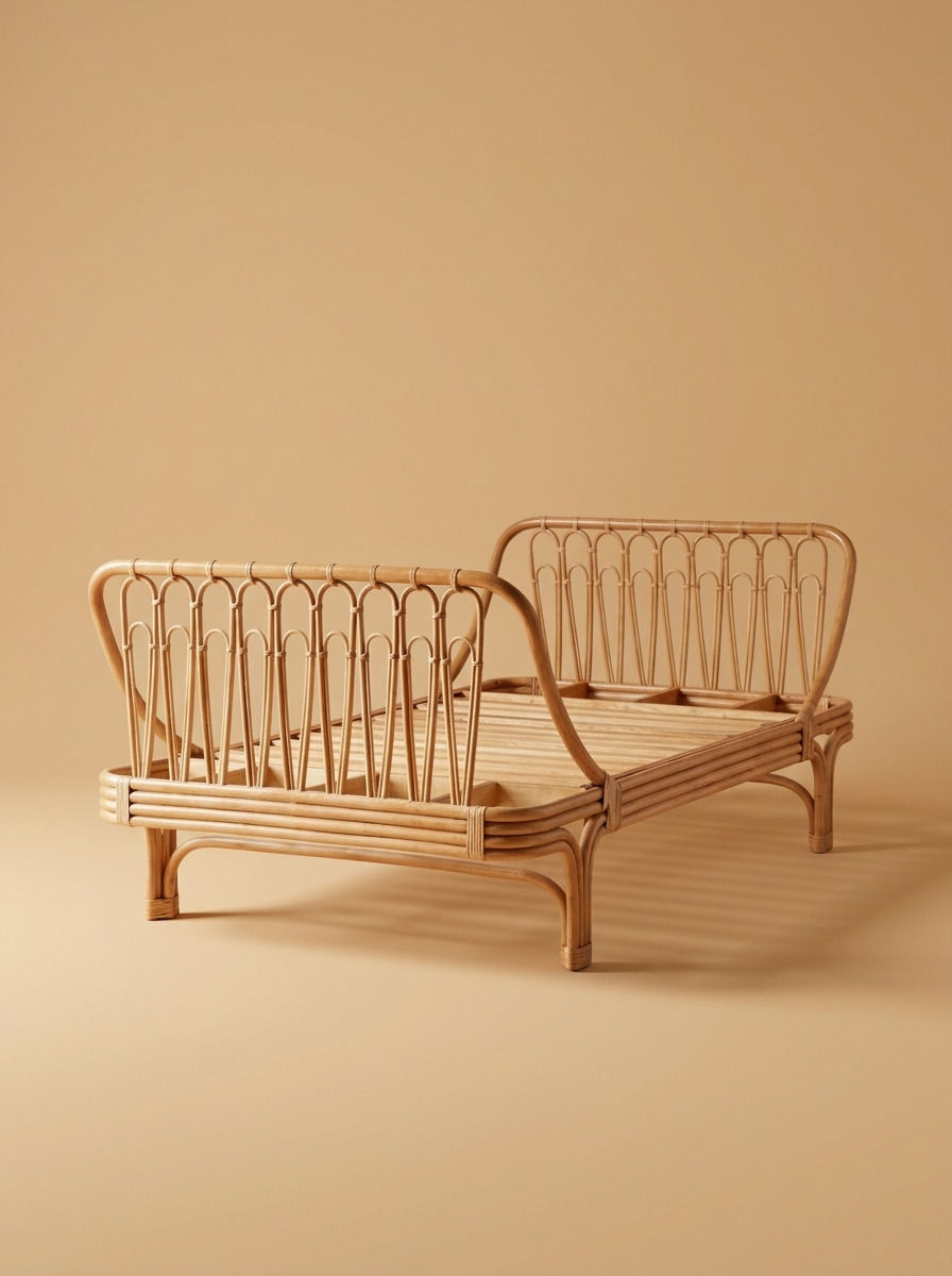 VEKKA RATTAN BED - Bespoke furniture - Perspective view - Plain