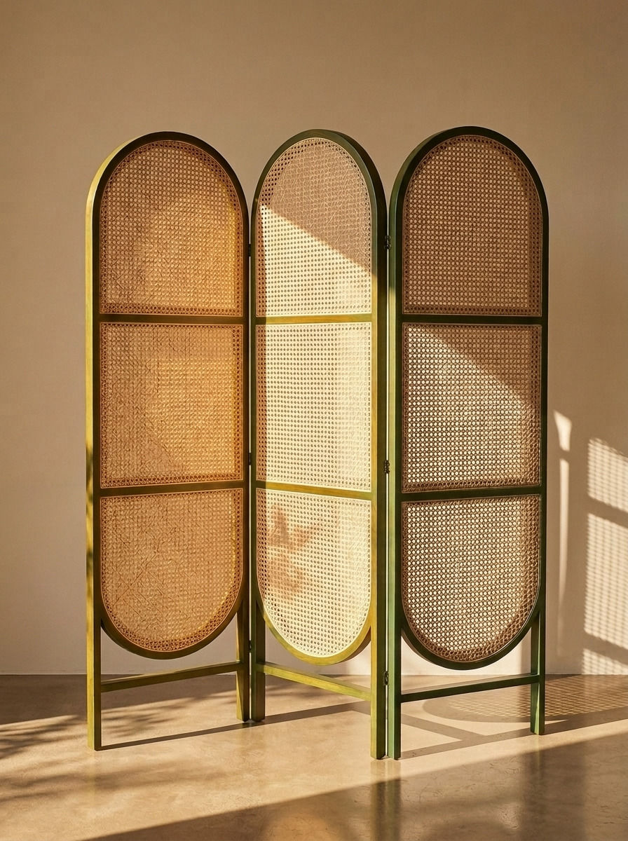 BELORA WOOD RATTAN ROOM DIVIDER - Bespoke furniture - Sunlight view