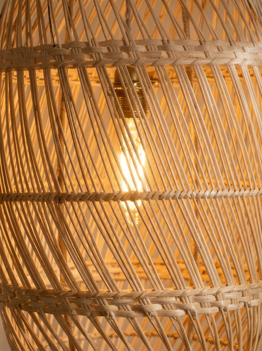 APOLO RATTAN LAMP - Bespoke furniture - Main view - Light on - Detail